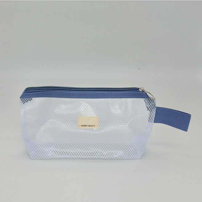 加厚PVC防水網眼網格收納立袋 - 長型 托藥袋 百寶袋 餐袋 立袋 筆袋 文具用品袋 拉鏈袋 盥洗袋 收據袋 玩具袋 游泳用品袋 旅行袋 口罩袋 藥水袋 線材袋 零錢鑰匙袋 托嬰 幼稚園 幼兒園, 尼羅藍-長型, 1個