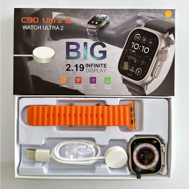 C90 Ultra 2 手錶 2.19吋 無限顯示 心率監測 計步 無線充電