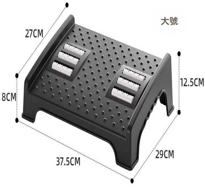 擱腳凳辦公室腳底按摩器腳踏板滾輪式足底穴位按腳 家用墊腳凳, 黑色大號:如圖