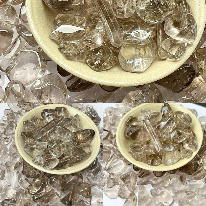 綠幽靈膠花水晶 茶晶 彩虹水晶 白阿賽 滾石碎石 200公克 居家擺飾, 茶晶煙晶 200公克裝, 茶晶煙晶