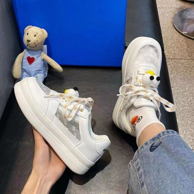 厚底網紗透氣小白鞋女