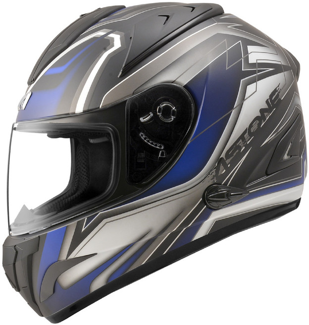 ASTONE GTB600 II66系列 全罩式安全帽 內藏墨片 眼鏡溝 藍芽耳機孔 雙D扣 內襯可拆洗, XL, 平黑/藍