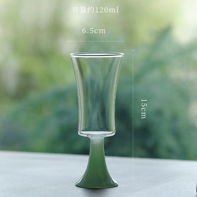 高硼硅耐熱玻璃綠茶杯高腳杯茶藝品鑑杯高足猴魁杯家用酒杯香檳杯, 1個, 知音品鉴杯青色