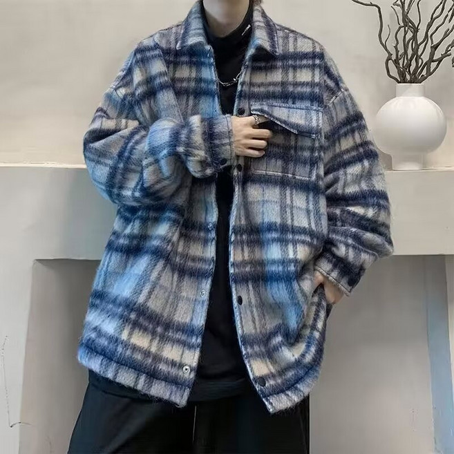男女皆宜秋冬毛呢格子外套