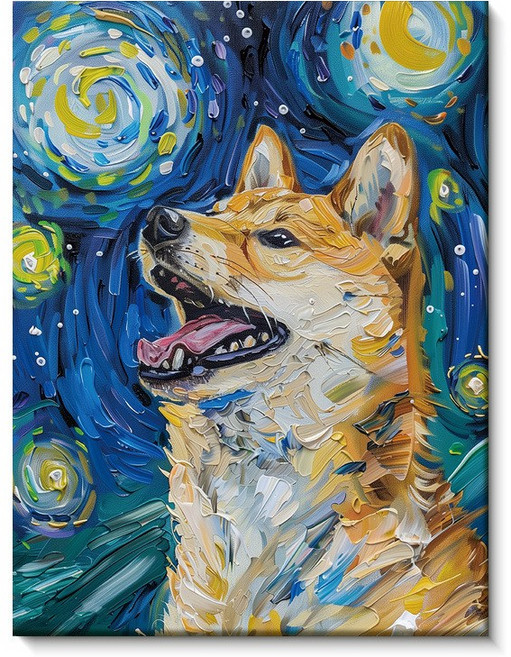 無框寵物油畫裝飾畫 萌寵比熊, B萌寵柴犬