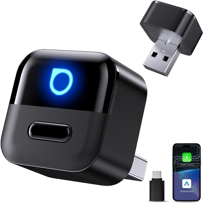 無線 CarPlay / Android Auto 轉接器, 黑, 1套