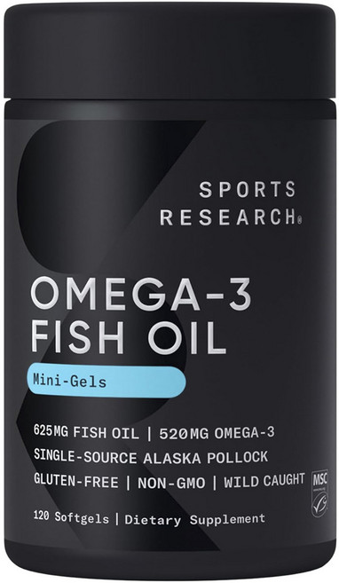 SPORTS RESEARCH 阿拉斯加產Omega-3魚油迷你軟膠囊, 1罐, 120顆