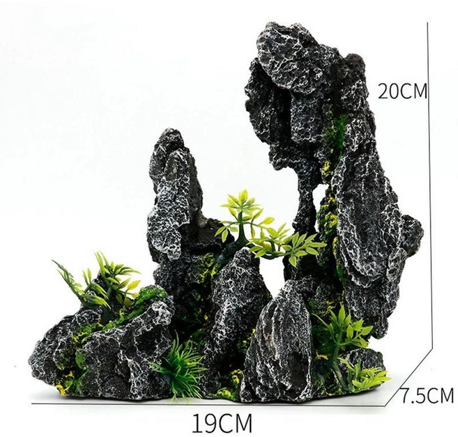魚缸造景 樹脂假山石水族箱裝潢模擬 假山擺件, 彎鉤山, 1個