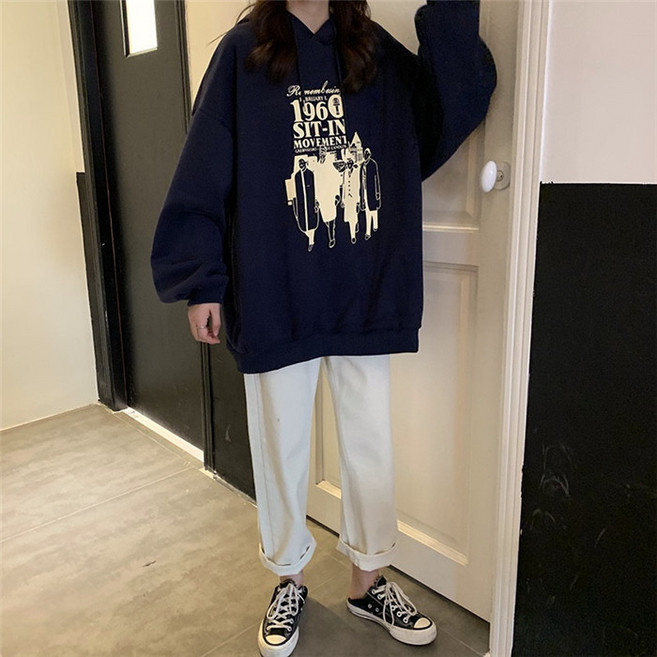 秋冬女上衣帽T 韓版寬鬆休閒衛衣