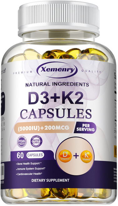 Xemenry D3+K2 CAPSULES 強化骨骼健康 支持免疫系統 維護心血管健康, 60組
