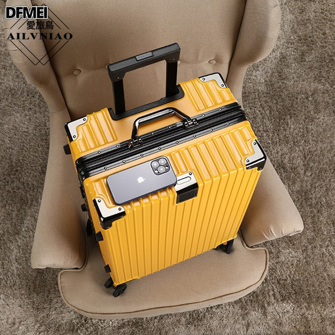 DFMEI 鋁框行李箱PC商務拉桿箱萬向輪旅行箱學生26寸大容量密碼箱登機箱