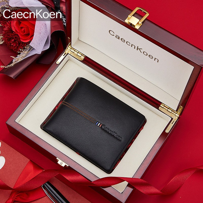 CaecnKoen 男士短款皮夾 軟牛皮商務錢包