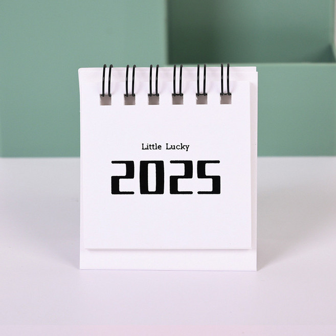 台灣本土貨 2025 年日曆時尚現代迷你台歷學校辦公室迷你日曆計劃墊線圈日曆適合學生上班族, 1個, 白色, 白色