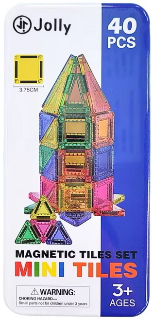 Jolly 迷你磁力片積木玩具套裝 兒童益智玩具 培養空間概念, Mixed colors, 40