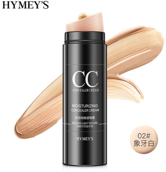 HYMEY'S 水光修顏遮瑕CC棒 氣墊CC霜 自然提亮不脫妝, 1個, 修顏遮瑕霜(象牙白)