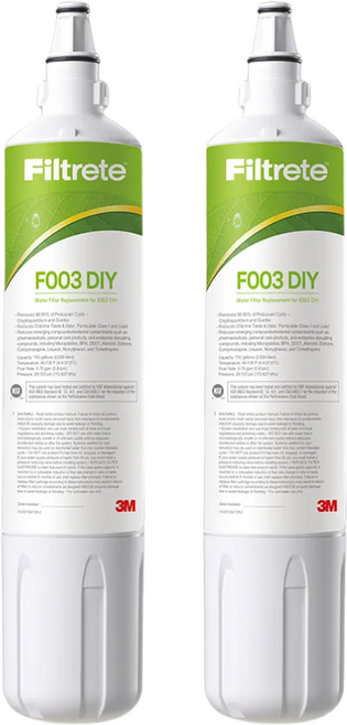 3M Filtrete 濾水器替換濾芯 家用淨水器配件 DIY快速更換, 2個, F003 DIY