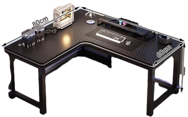 轉角電腦桌 家用電競桌, 120*80CM 碳纖維色 | 左轉角