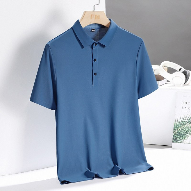 M-8XL 大尺碼冰絲涼感POLO衫 素面男士T恤 商務POLO衫 吸濕排汗無痕POLO