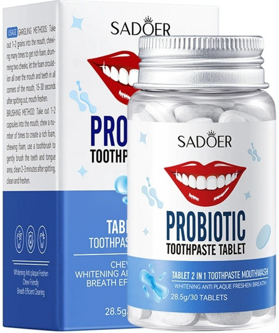 SADUER 益生菌牙膏錠 潔淨亮白清新口氣, 1個
