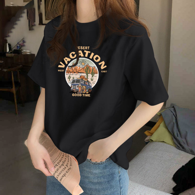 純棉短袖T恤女夏季 寬鬆上衣