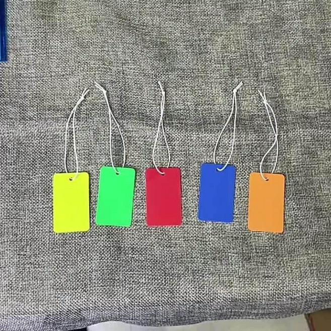 防水空白彈力繩吊牌 服裝標籤通用掛牌, 橙,5x9CM塑料卡片+彈力繩100套 不穿