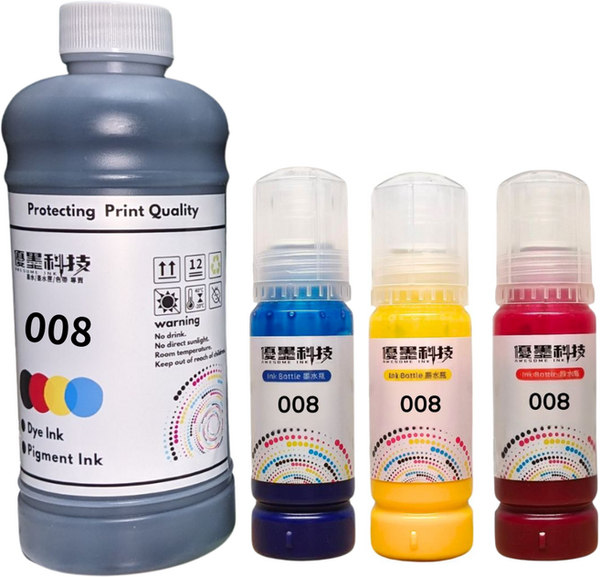 優墨科技 008 墨水匣, 008 一組四色(黑搭500ml), 1個