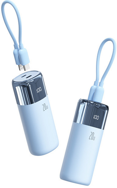 10000mAh 迷你充電寶 自帶線小巧便攜, 1個, 藍色【10000毫安】