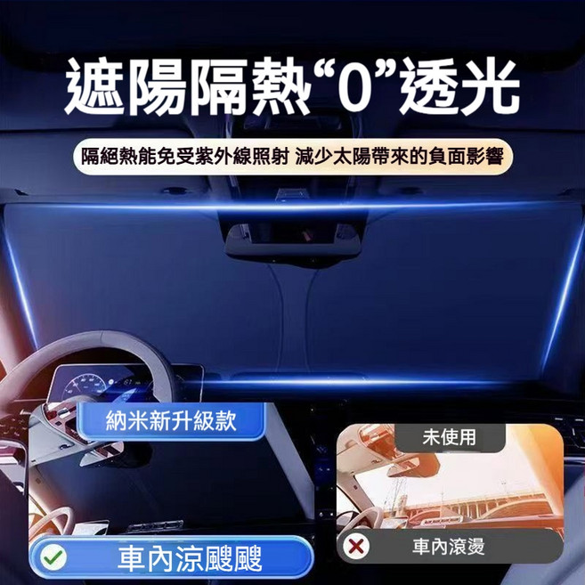 汽車前檔遮陽板 隔熱防曬, 1個, 送收納【中小休旅】5層加厚鈦銀99%隔熱