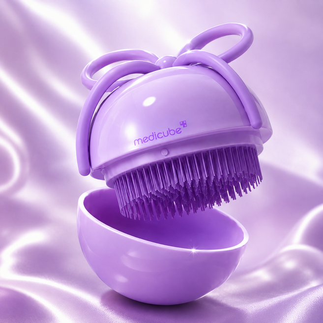 medicube 櫻桃梳 Ribbon Cherry Glass Hair Brush, 紫, 1個