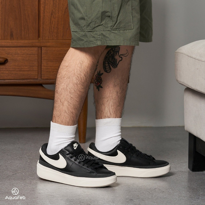 Nike Blazer Phantom Low 男 黑白 皮革 厚底 休閒鞋