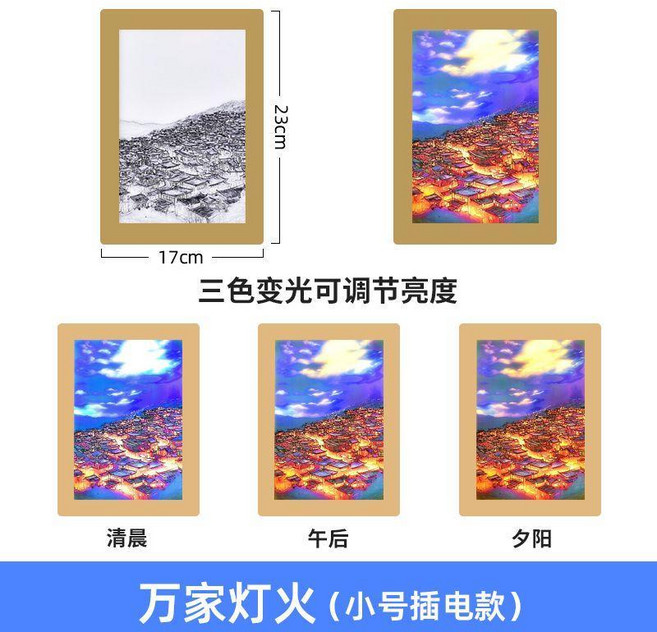 你的名字 燈光畫 USB插電款 氣氛燈, 萬家燈火,USB插電款/小號(23*17公分), 萬家燈火,USB插電款/小號