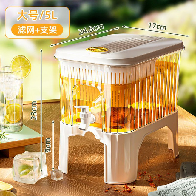 5L 大容量帶龍頭冰箱冷水壺 附濾網與支架, N/A, 1個