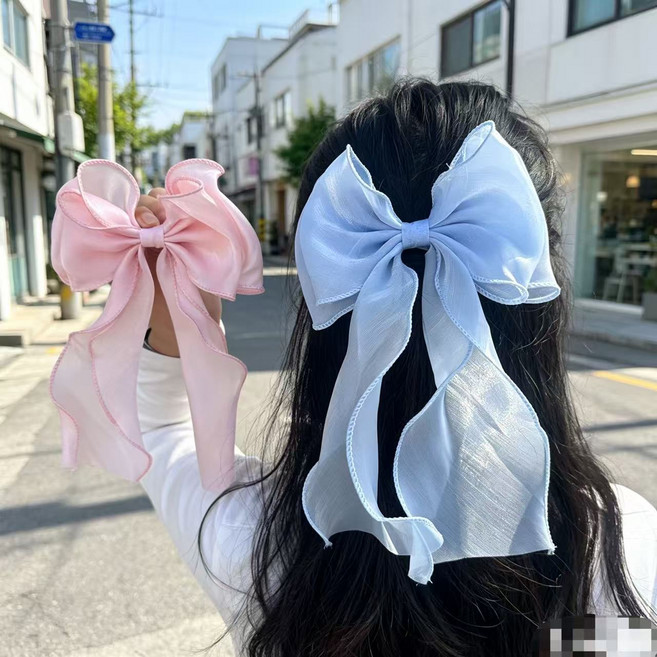 跨境超仙人魚姬髮夾蝴蝶結飄帶熱賣配飾少女鯊魚夾子女髮飾夏天