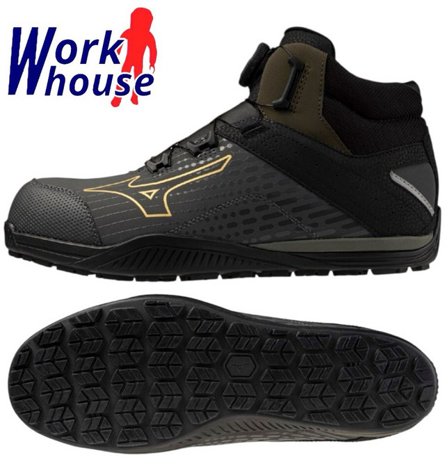 【Work house】MIZUNO 美津濃 安全防護鞋 BOA旋鈕 超彈性 塑鋼頭 工作鞋 F1GA257136