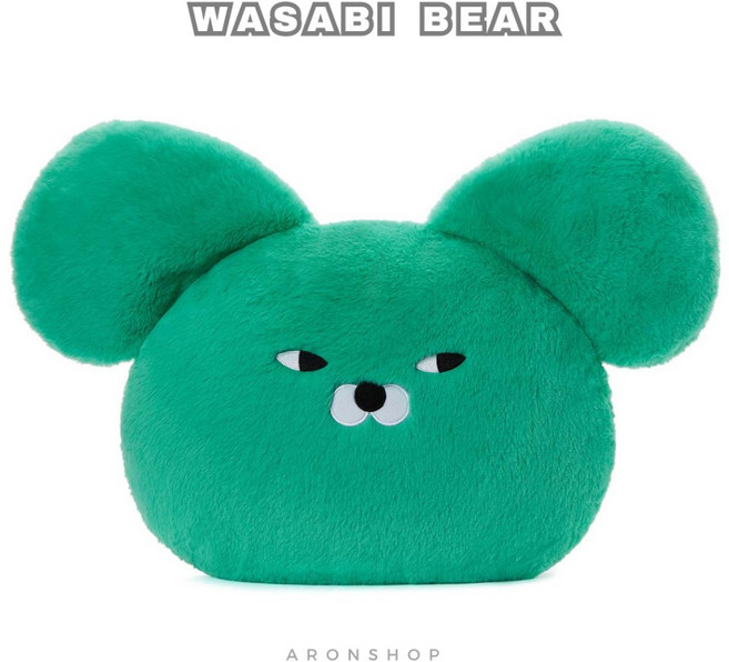 ARONSHOP Wasabi Bear 大頭抱枕 造型抱枕 靠枕, 綠芥末大頭抱枕