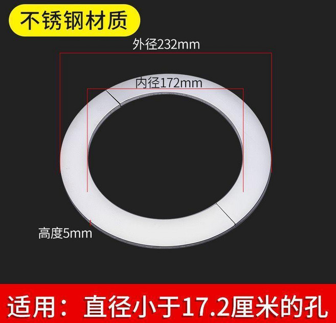200型 ABS 油煙管/瓦斯管/熱水器/空調孔 裝飾蓋, 170型不鏽鋼分體背膠裝飾蓋, 不鏽鋼