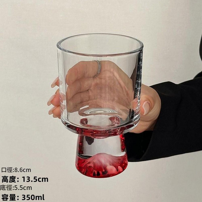 高腳玻璃杯 350ml, 紅色 山脈高腳杯 - 350ml, 1個