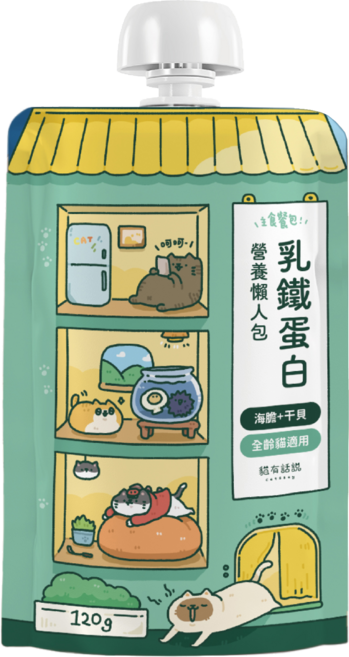 貓有話說 乳鐵蛋白主食餐包 貓主食 貓主食餐包 海鮮+干貝 全齡貓適用 120g, 5個