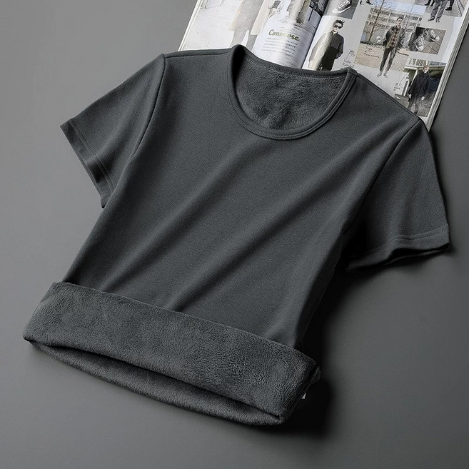 保暖衣【M-5XL】秋冬款 加絨發熱短袖內搭打底衫男女