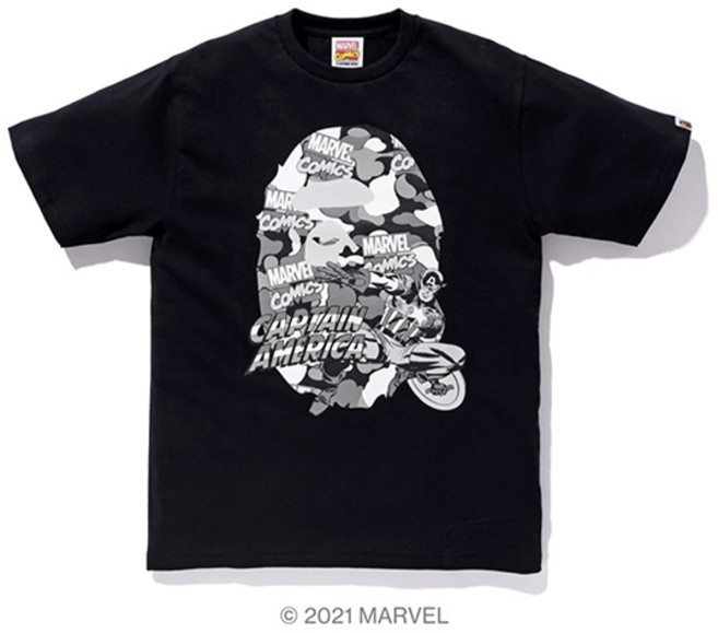 베이프 x 마블 CAMO CAPTAIN AMERICA EX TEE