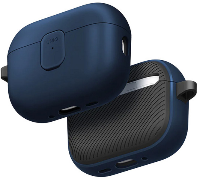 UNIQ Clyde 卡扣式雙料保護套 防摔殼 耳機保護殼 附登山扣 防掉落, Airpods Pro3-藍+石灰, 1個