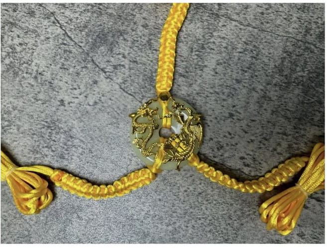 弘喧 龍鳳玉扣 綁神明玉墜, 黃色