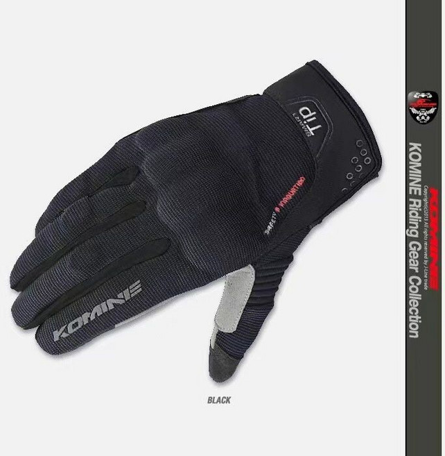 KOMINE GK-163 3D Protect Mesh 機車騎士手套 觸屏防摔, 183黑色可觸屏,XL