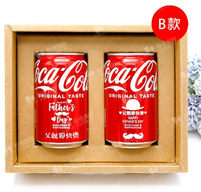 可口可樂 父親節可樂禮盒 330ml 2入, 1個, B款,請詳閱下方「商品詳情」的內容後與客服確認