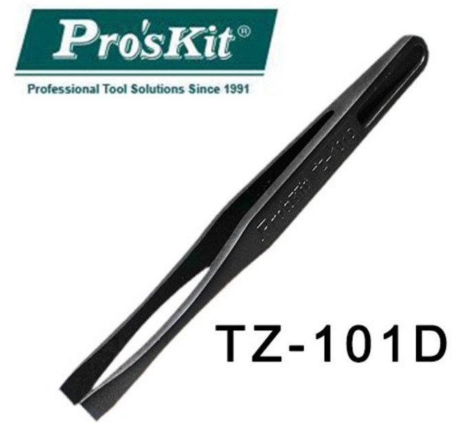TZ-100A 鑷子 精密夾子 防靜電夾, 1個, TZ-101D寬扁頭,防靜電纖維鑷子