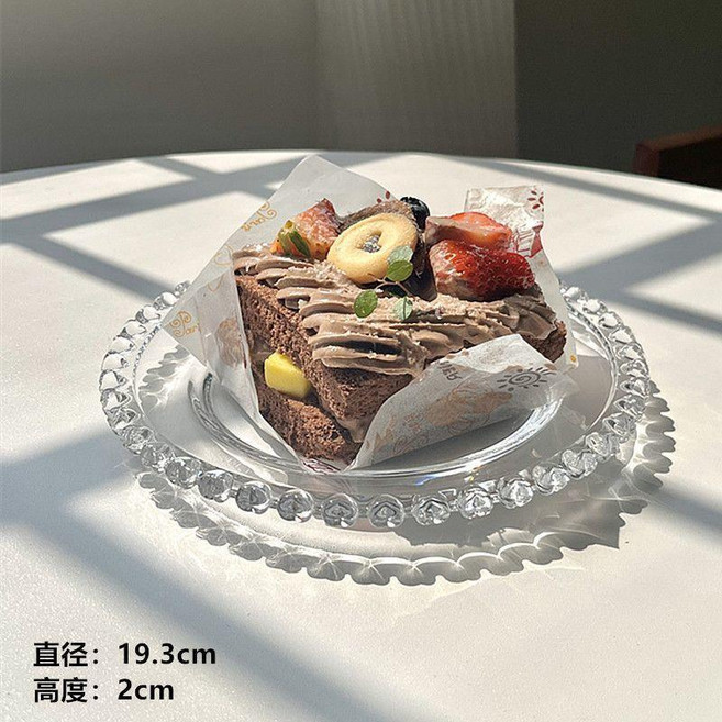 愛心水果玻璃盤系列韓式復古愛心早餐盤點心甜品盤蛋糕盤餐盤 副廠商品, N/A, 1個