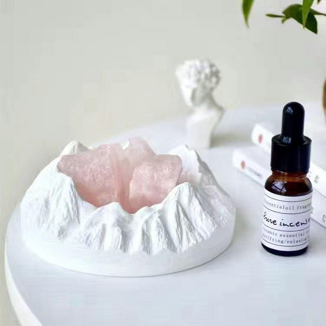 墾谷 隕石坑香薰擴香石擺件, 百合花香,天然粉水晶