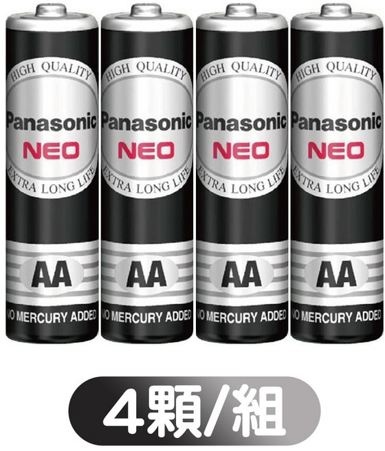 Panasonic 國際牌 黑色錳乾電池 AA (4顆/組), 1個, 4顆(排), N/A