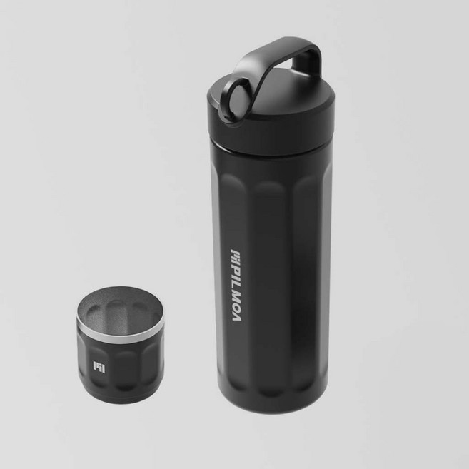 PILMOA 不鏽鋼燒酒杯套組 收納瓶 露營酒杯, 黑色, 1個