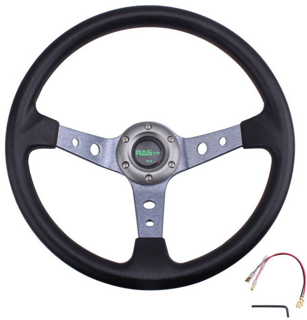 RASTA 14英寸 PU 賽車方向盤, 灰色, 1個